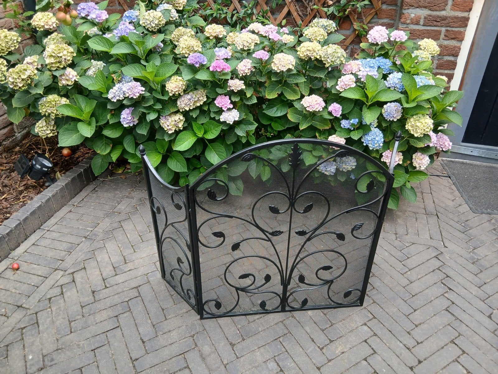 Sierlijk haardscherm/vonkenscherm, diepzwart, goede staat, Ophalen, Vrijstaande haard, Houthaard