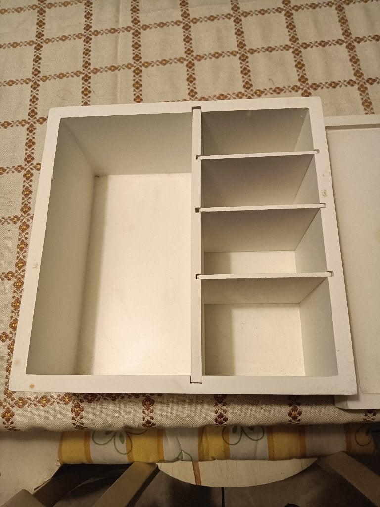 Theedoos(je), Gebruikt, Hout, Ophalen of Verzenden, Wit