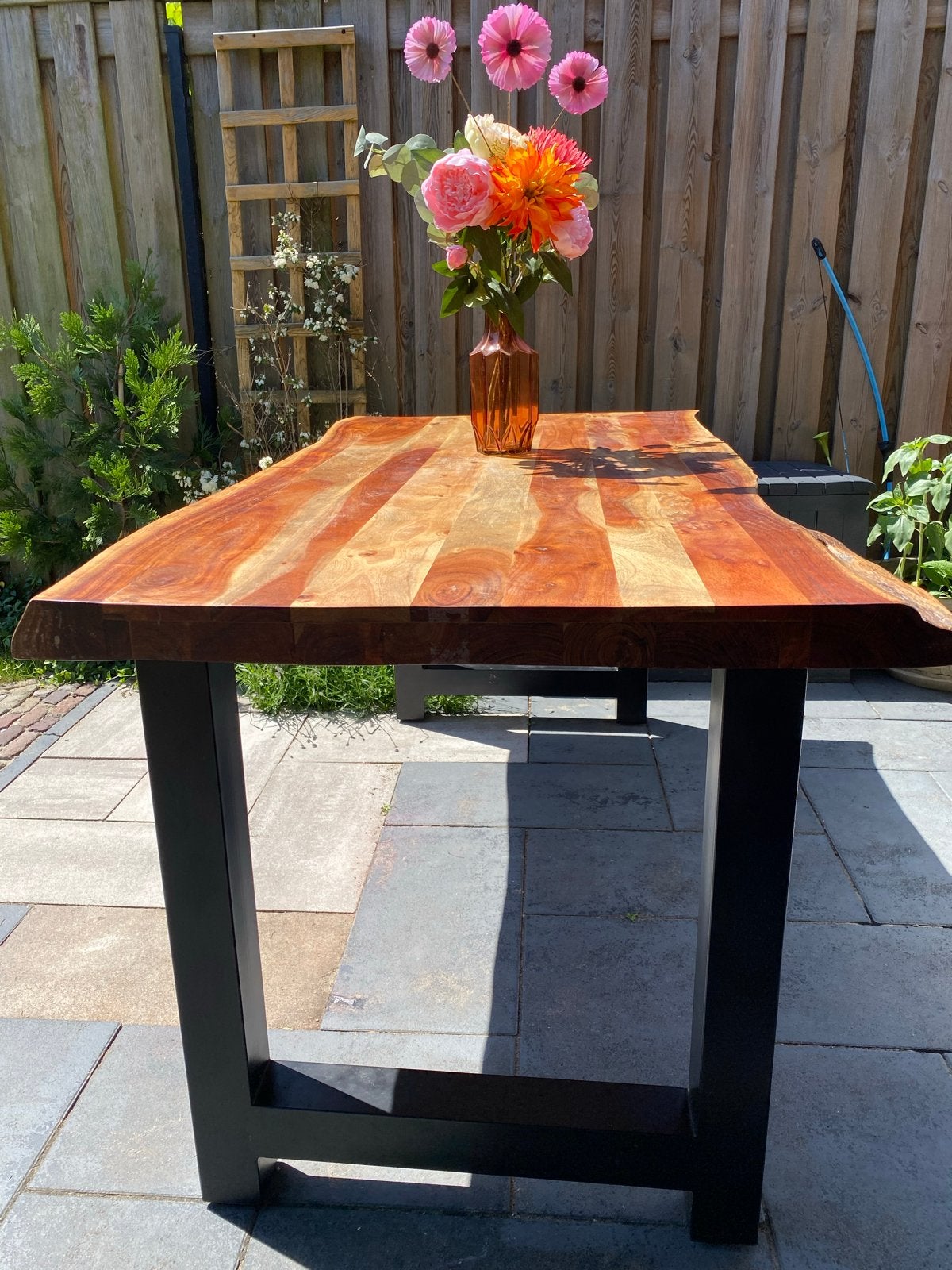 Acacia houten tafel - Zware kwaliteit, Ophalen, 50 tot 100 cm, Zo goed als nieuw, 150 tot 200 cm