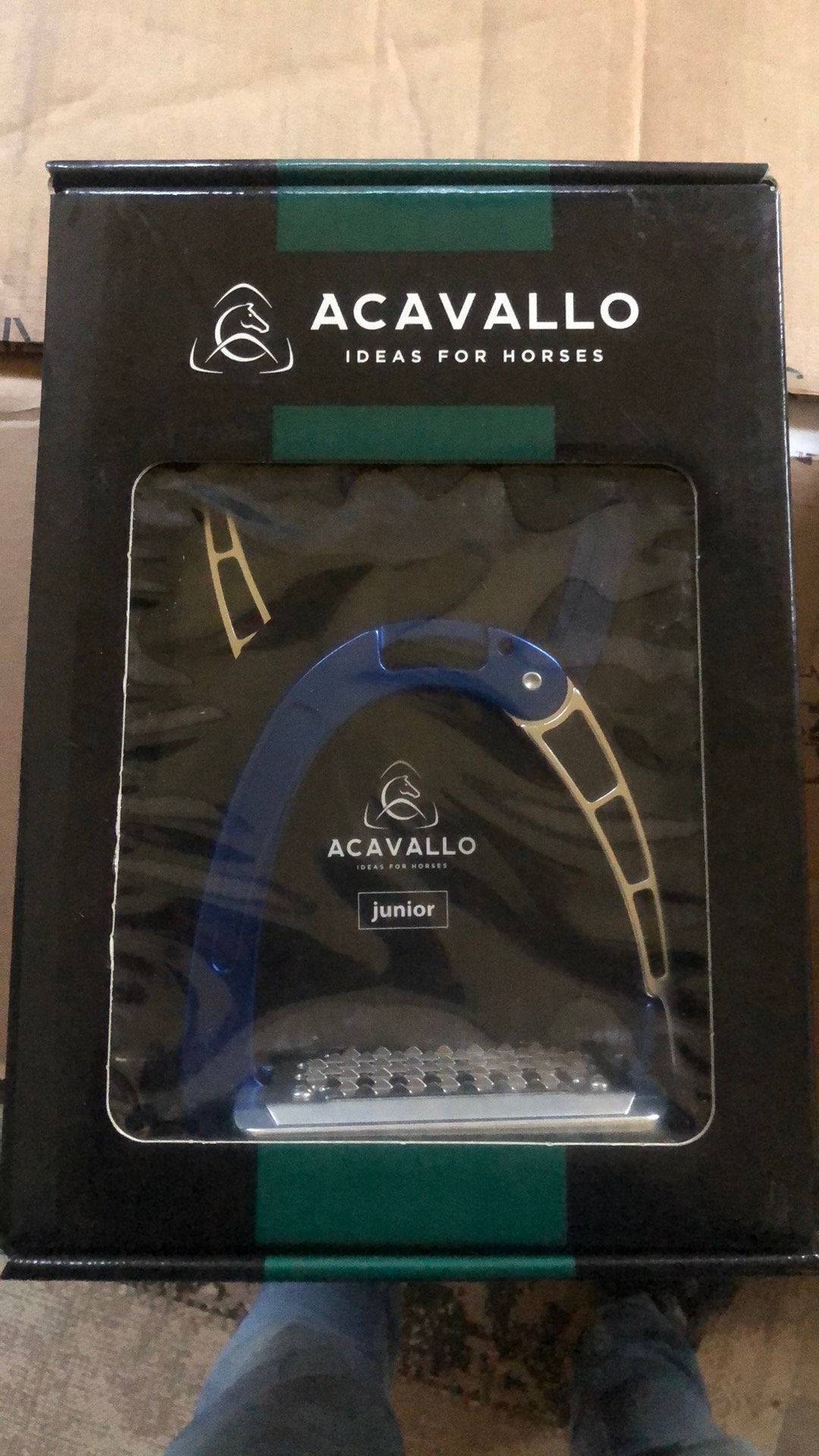 Acavallo veiligheidsbeugels junior blauw, Nieuw, Blauw, Stijgbeugels, Ophalen of Verzenden
