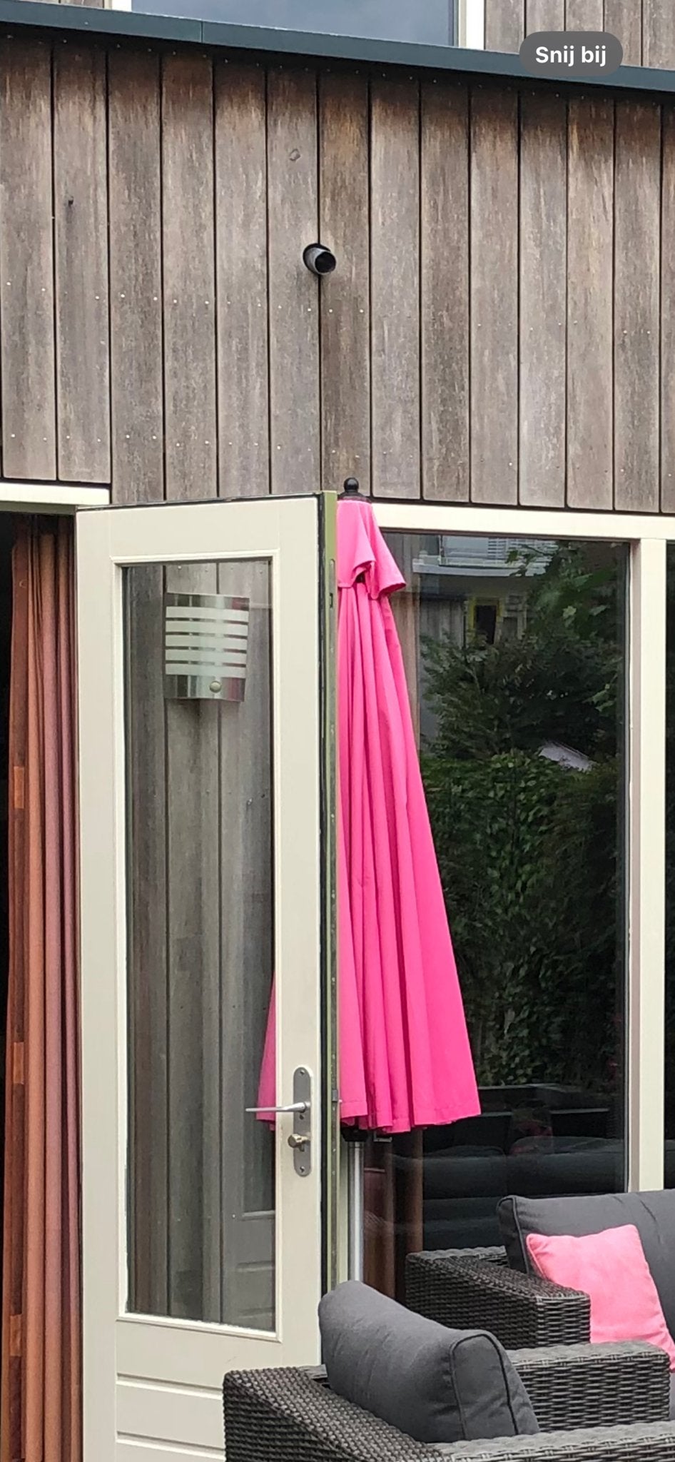 Felroze parasol voor tuin of terras, Ophalen, Gebruikt, 2 tot 3 meter, Stokparasol