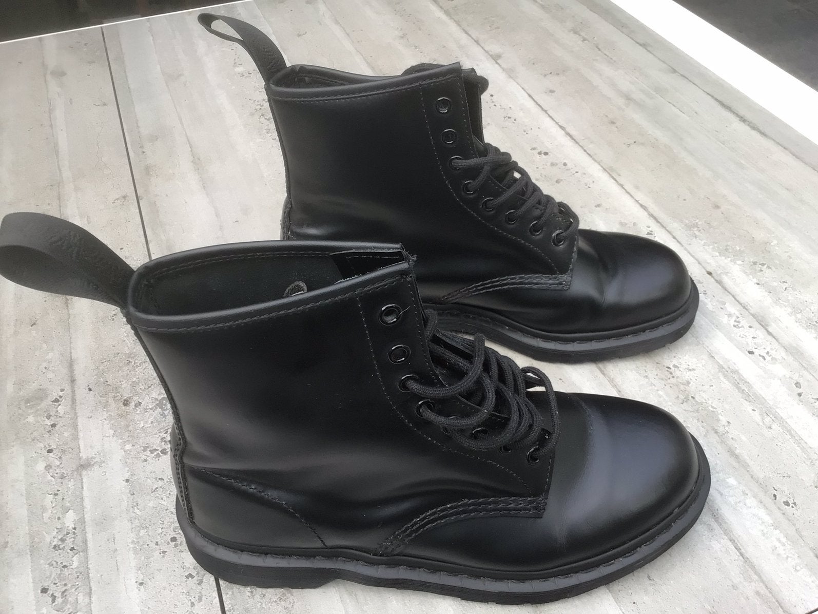 Dr. Martens leren heren veterlaarzen, Ophalen, Zo goed als nieuw, Zwart, Boots