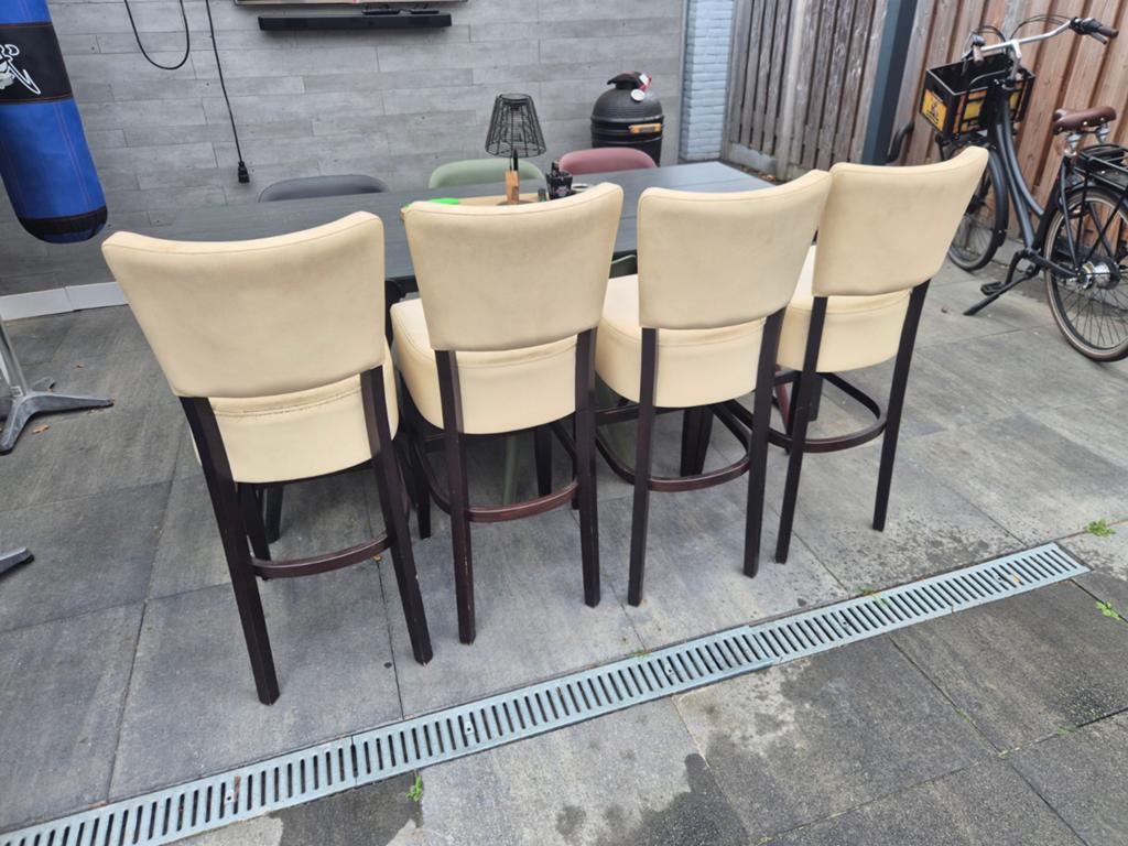 4x Luxe lederen barkrukken, Huis en Inrichting, Barkrukken, Gebruikt, Met voetsteun, Leer, Ophalen of Verzenden