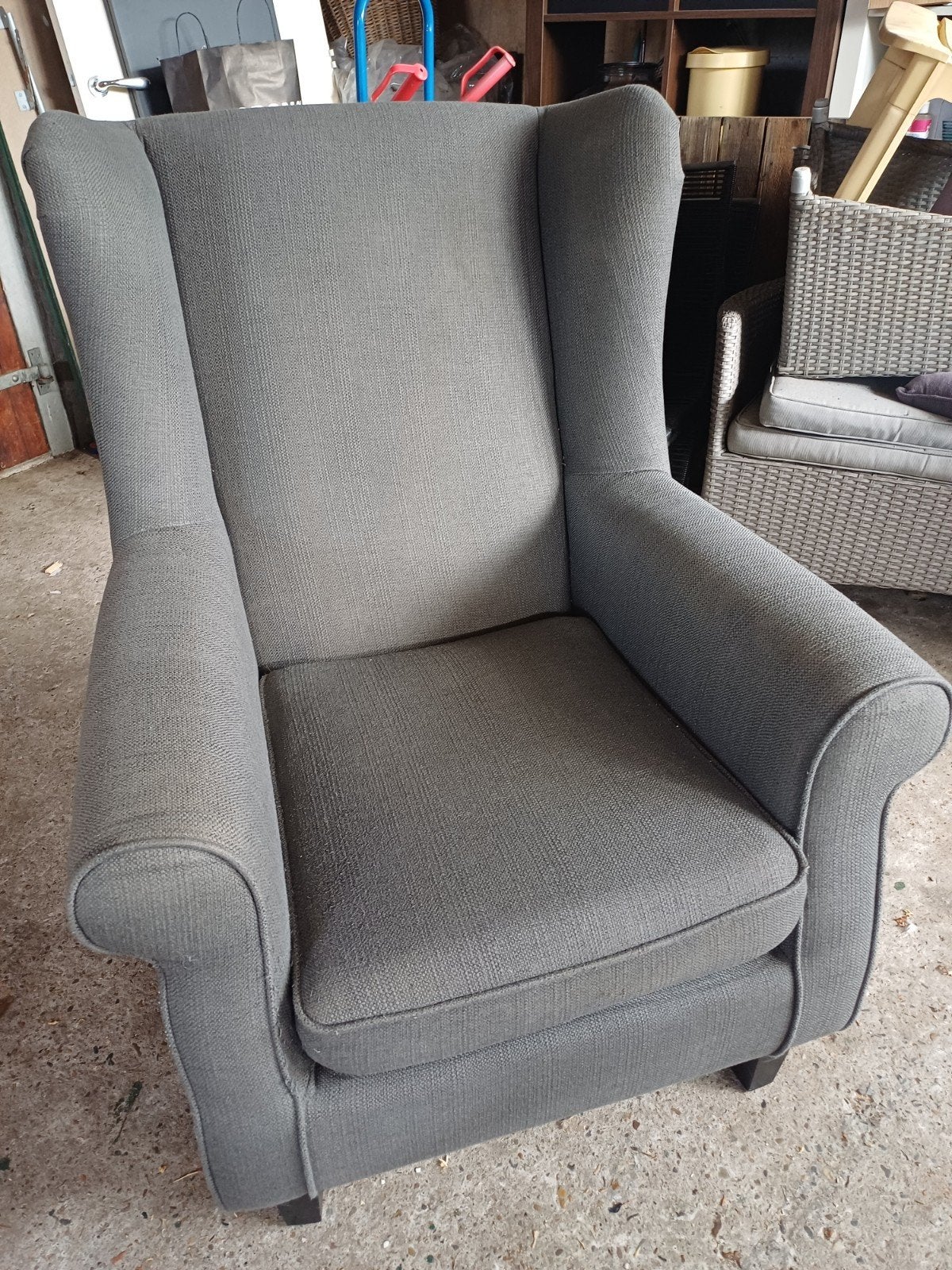 fauteuil grijs teab, Ophalen, Gebruikt, 75 tot 100 cm, Stof