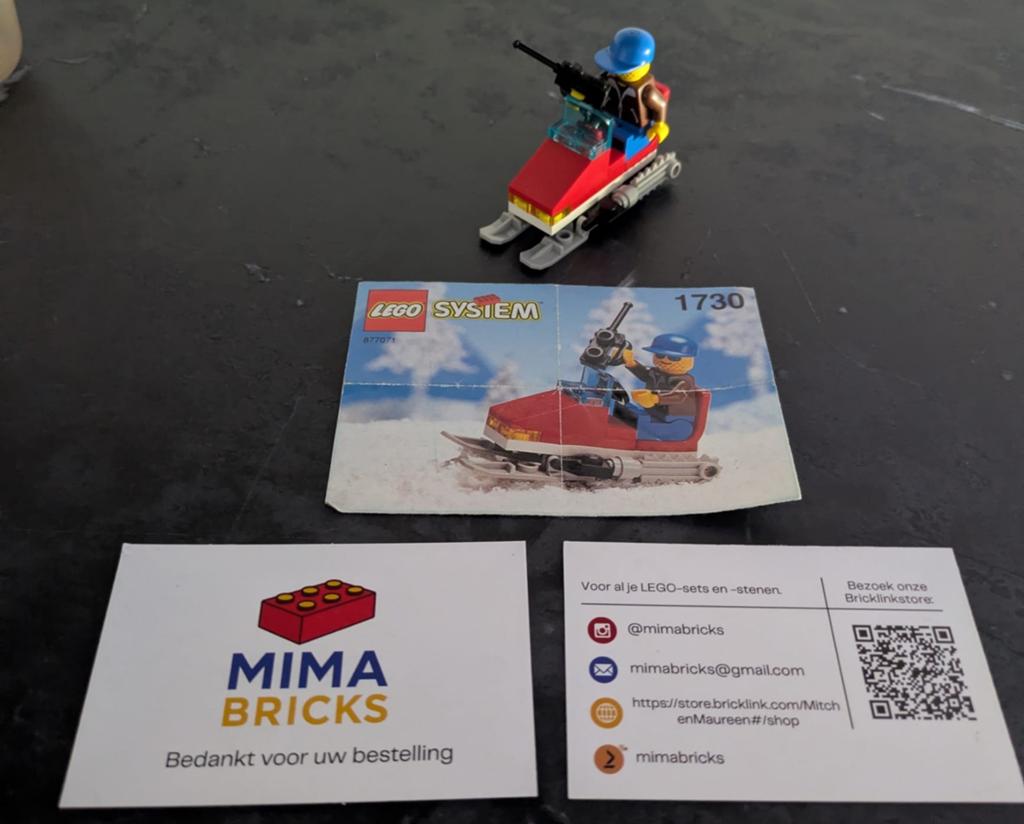 Lego System 1730 Sneeuwscooter met Minifiguur en Instructies, Compleet, Gebruikt, Overige thema's, Ophalen of Verzenden