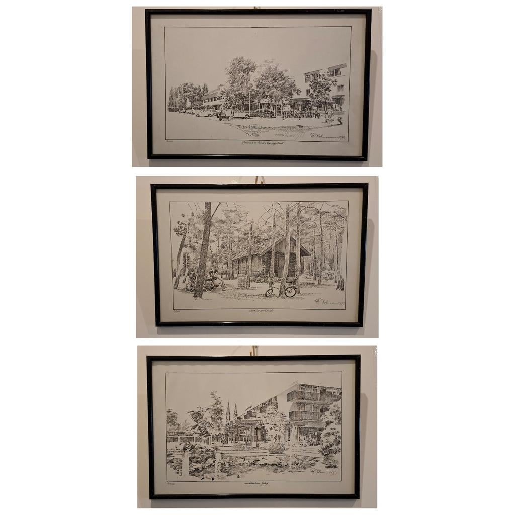 Schilderij pentekening 1977 UDEN, Ophalen of Verzenden