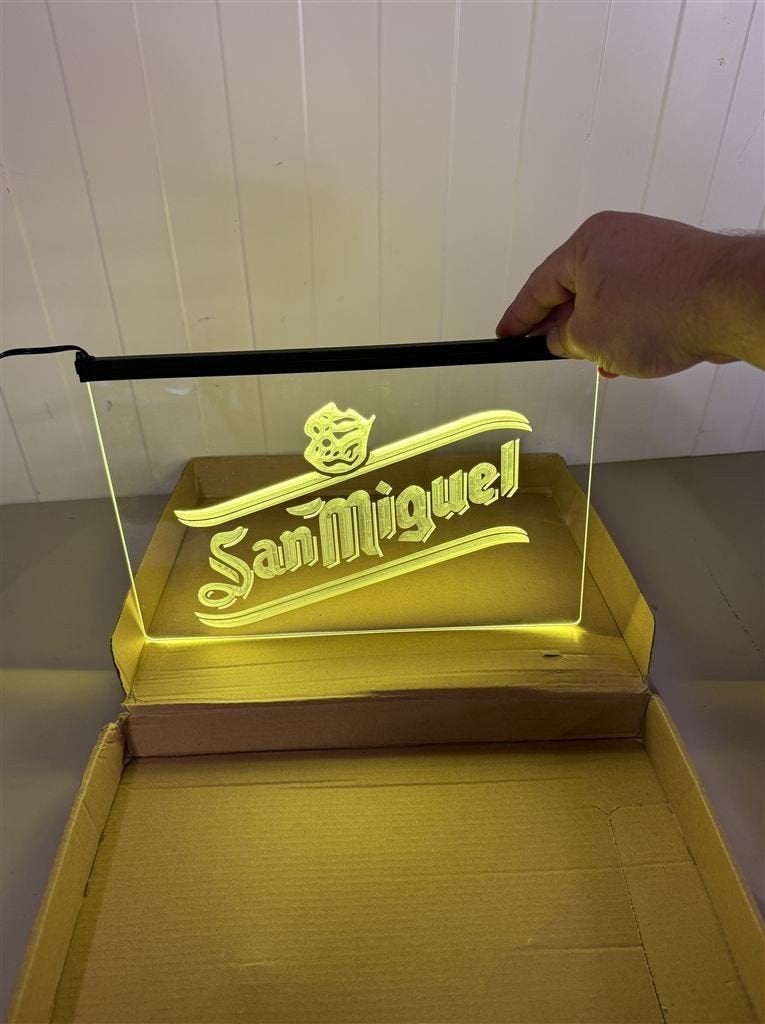 Led bier lamp - San Miguel Beer Bar Pub Dispaly LED Neon Lig, Ophalen of Verzenden, Nieuw, Reclamebord, Plaat of Schild, Overige merken