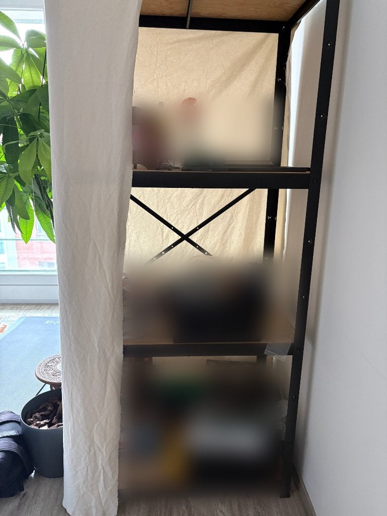 IKEA Bror stellingkast zwart met houten planken, Ophalen, Gebruikt