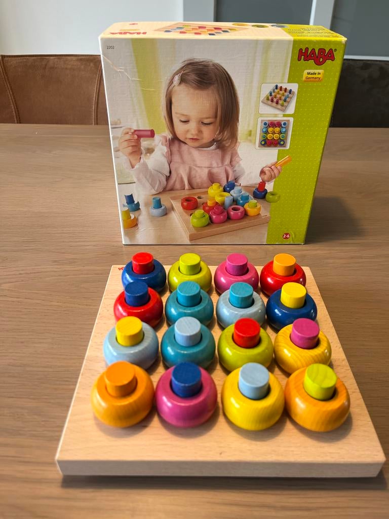 HABA Steekspel Kleuren en Vormen Sorteerspel, Ophalen, Zo goed als nieuw