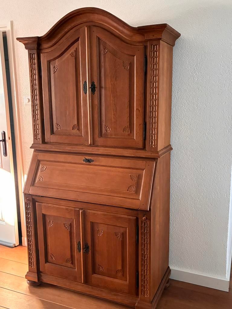 Massief houten secretaire, Ophalen of Verzenden, Zo goed als nieuw, 25 tot 50 cm, Met deur(en)