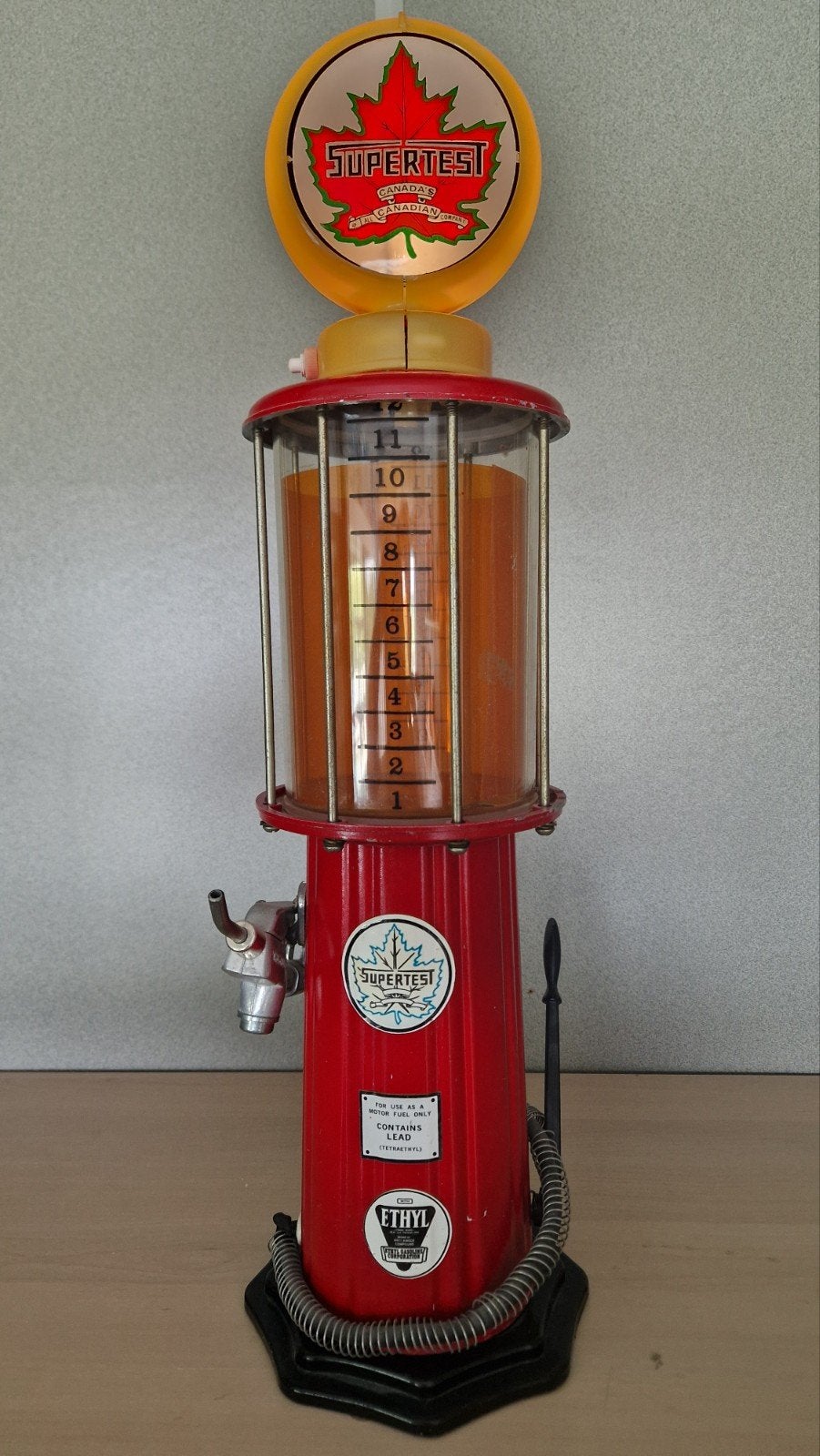 Retro Benzinepomp Drankdispenser met Verlichting – Supertest, Verzamelen, Ophalen of Verzenden, Gebruikt