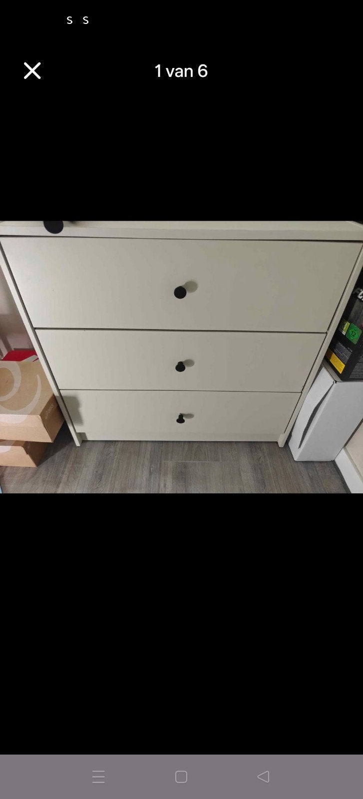 GURSKEN Bedframe met hoofdbord, ladekast en kledingkast, Ophalen, Gebruikt, Beige, Tweepersoons