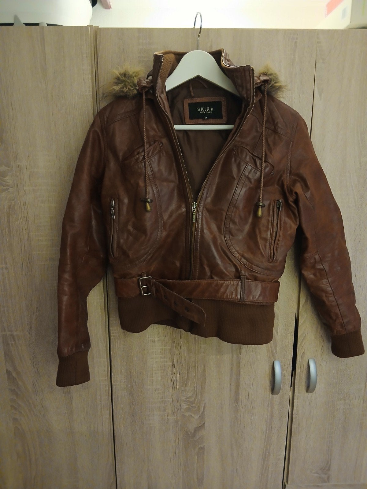 leren dames jas bruin Skira, Ophalen, Gedragen, Maat 38/40 (M), Bruin