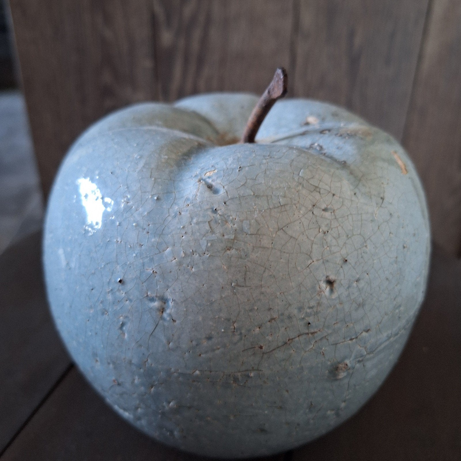 Appel,steen,decoratie,tuin,Herfst,stoer,lichtblauw, Tuin en Terras, Ophalen, Zo goed als nieuw, Steen, Overige typen