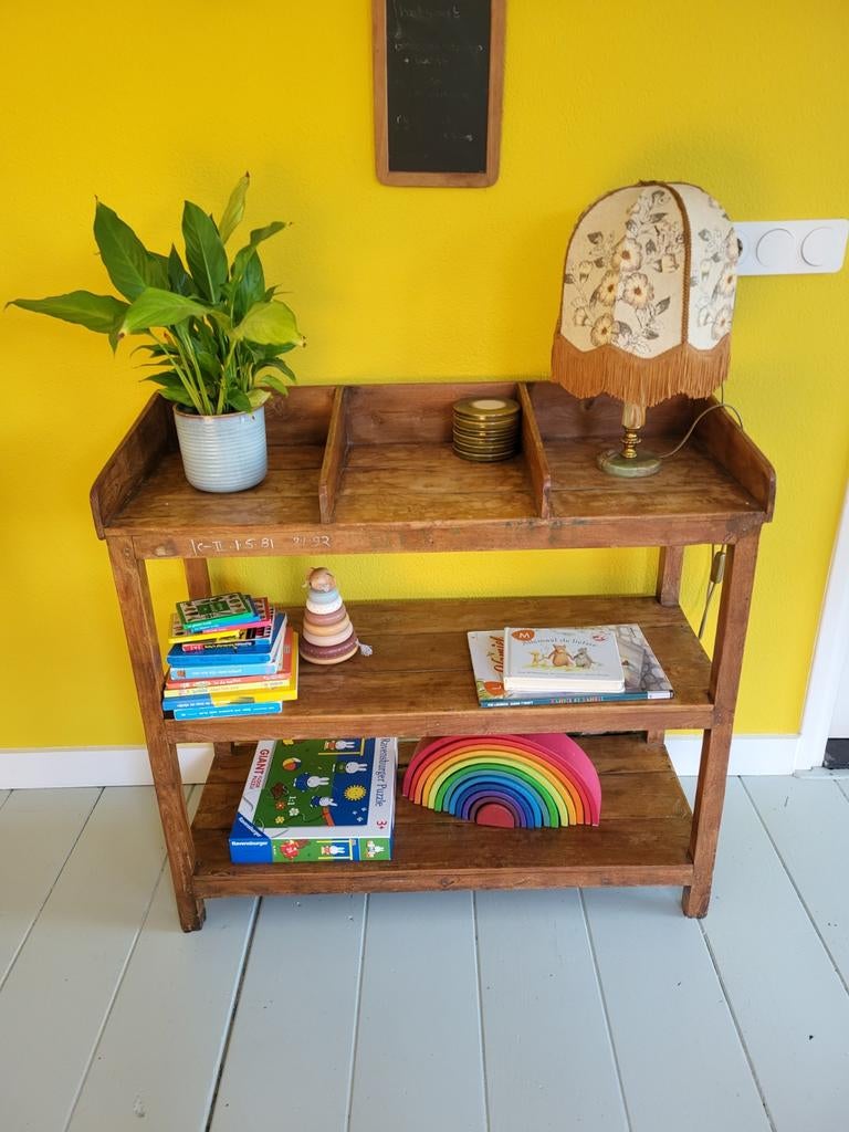 Vintage teak oppottafel met 3 planken, Antiek en Kunst, Ophalen
