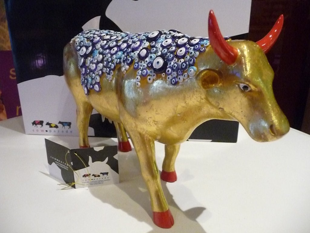 Nieuw Cow Parade koe The Evil Eye Cow aka Naza large., Ophalen of Verzenden