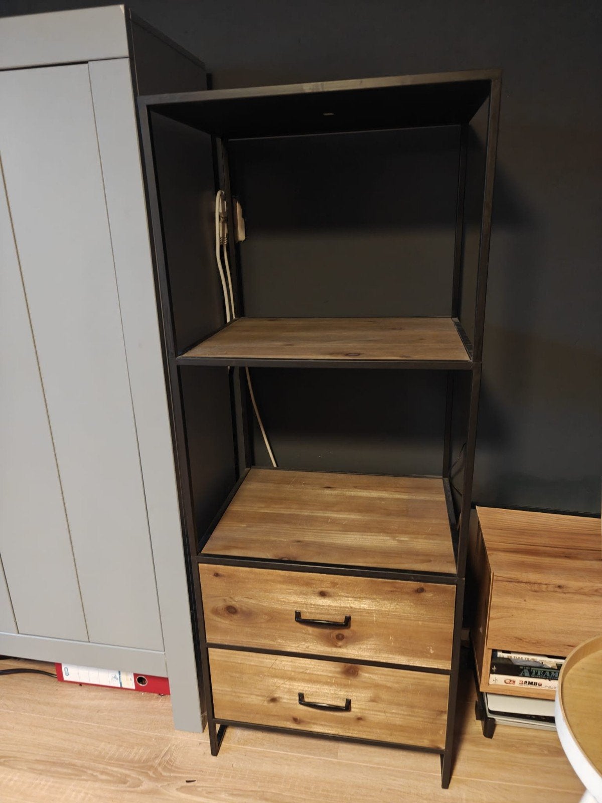 Industriële kast met lades en planken - 127x50x40 cm, Met plank(en), Gebruikt, 100 tot 150 cm, 50 tot 100 cm