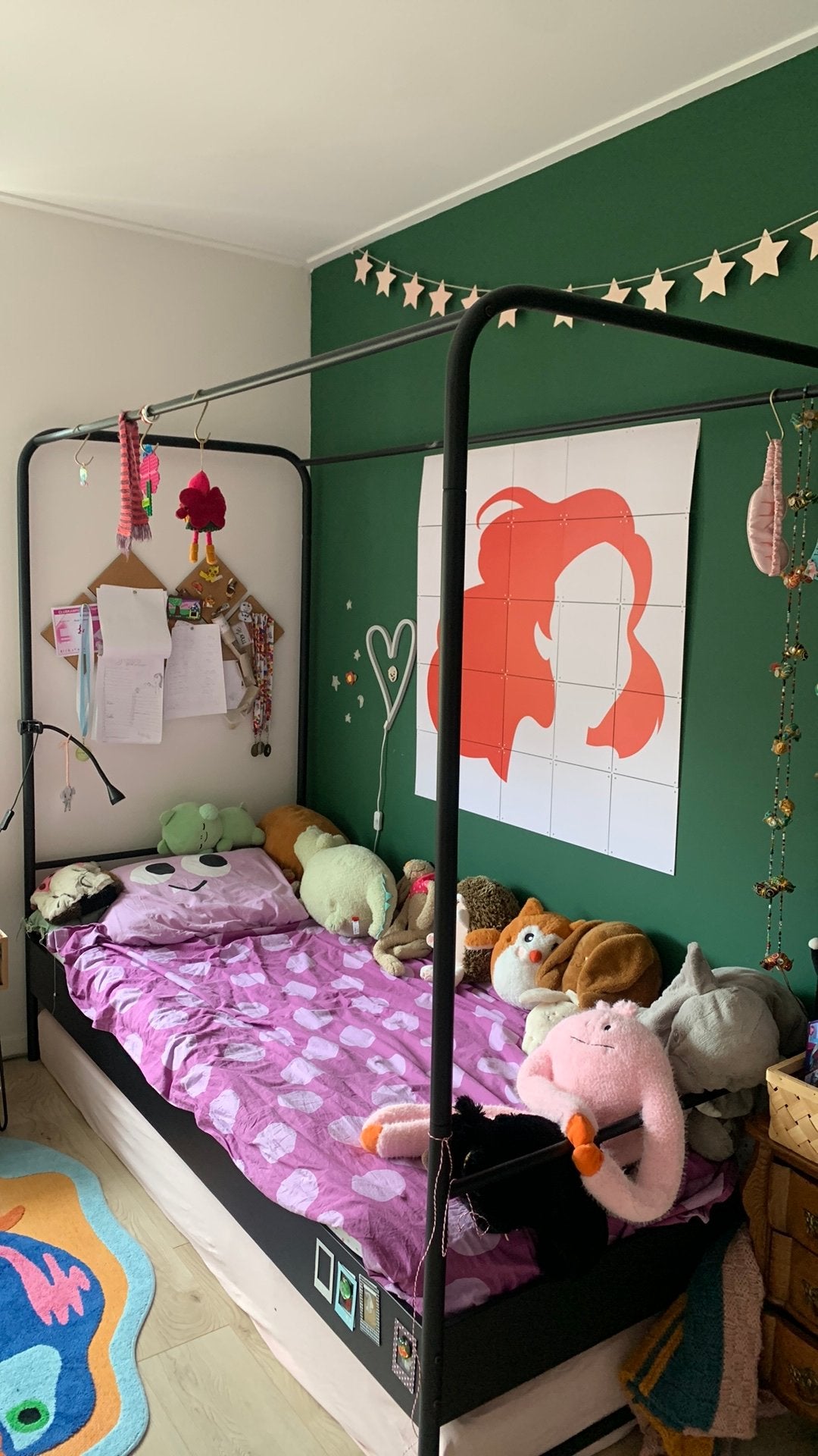 Zwart metalen hemelbed, Ophalen, Gebruikt, 90 cm, Eenpersoons