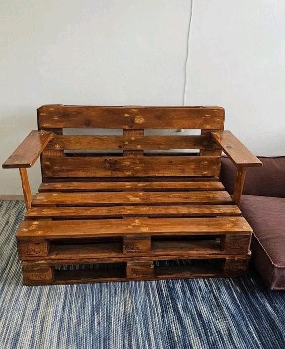 Zelfgemaakte palletbank - 120x70x75cm, Ophalen, Minder dan 75 cm, Tweepersoons, Zo goed als nieuw