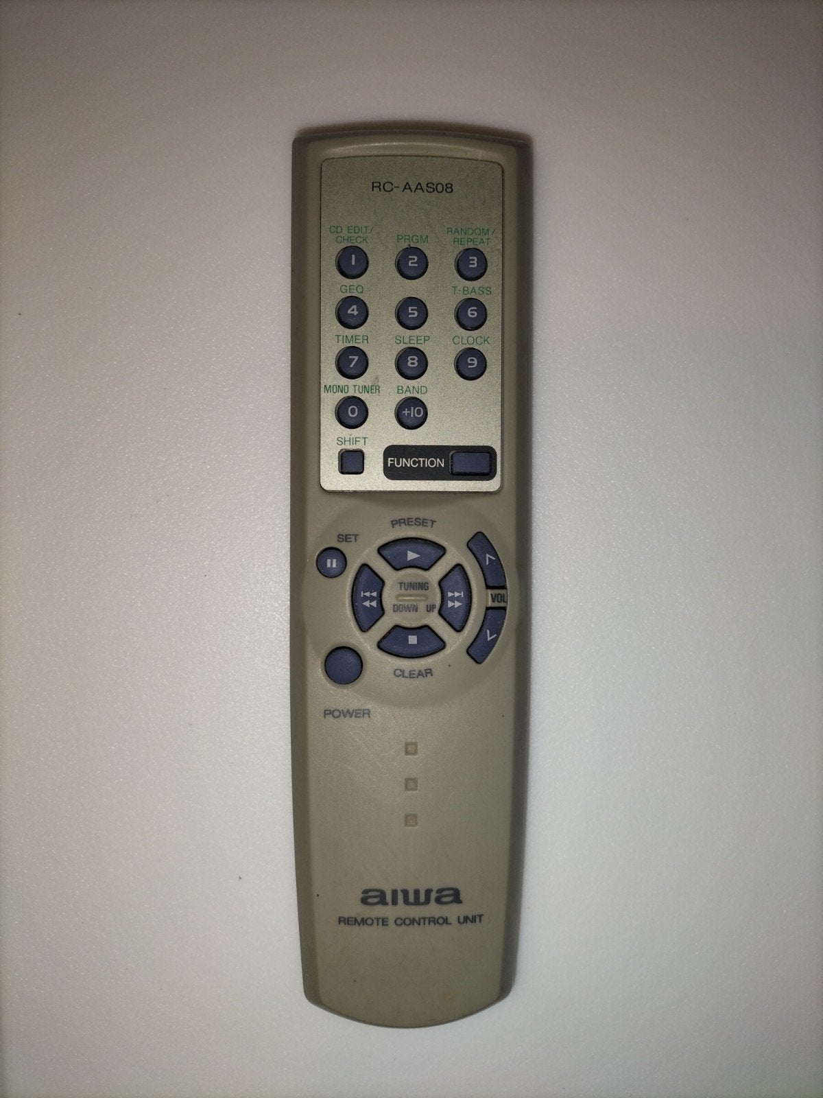 Originele Aiwa RC-AAS08 Afstandsbediening voor Stereo, Ophalen of Verzenden, Gebruikt, Origineel, Receiver of Versterker