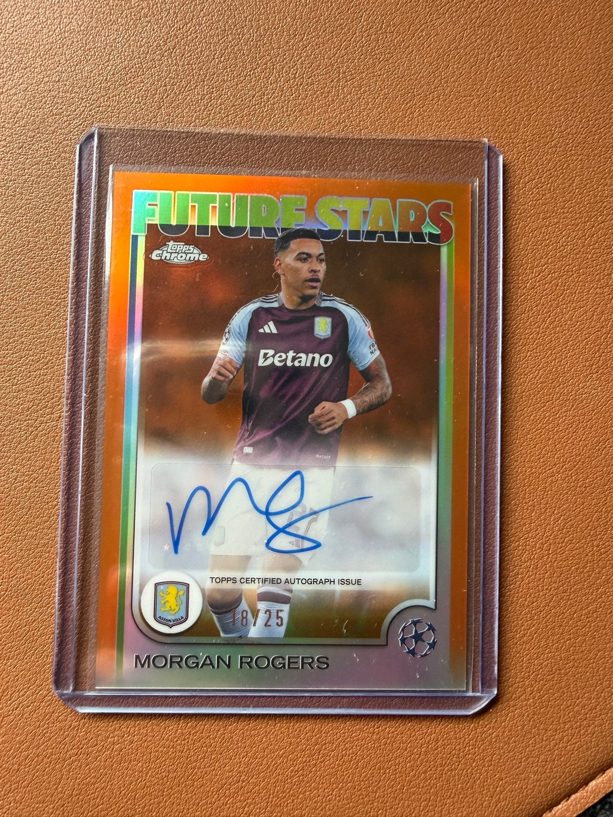 Morgan Rogers Topps Chrome Rookie Auto /25, Ophalen of Verzenden, Nieuw, Buitenlandse clubs, Spelerskaart