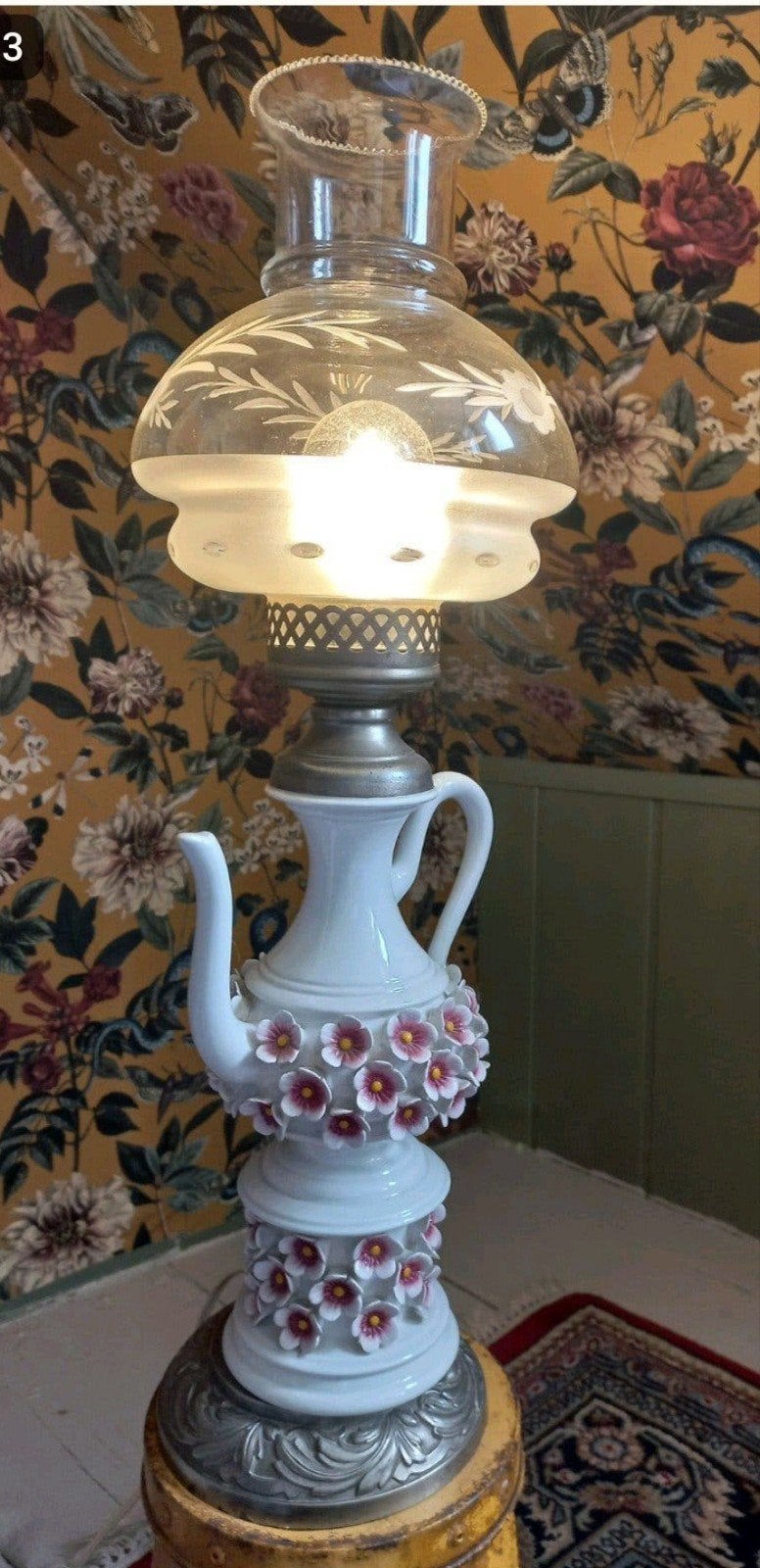 Unieke vintage tafellamp met theepot design, Ophalen of Verzenden