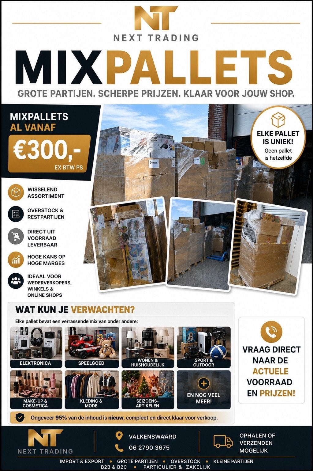Mixpallets met diverse nieuwe consumentengoederen, Ophalen of Verzenden, N, N, N