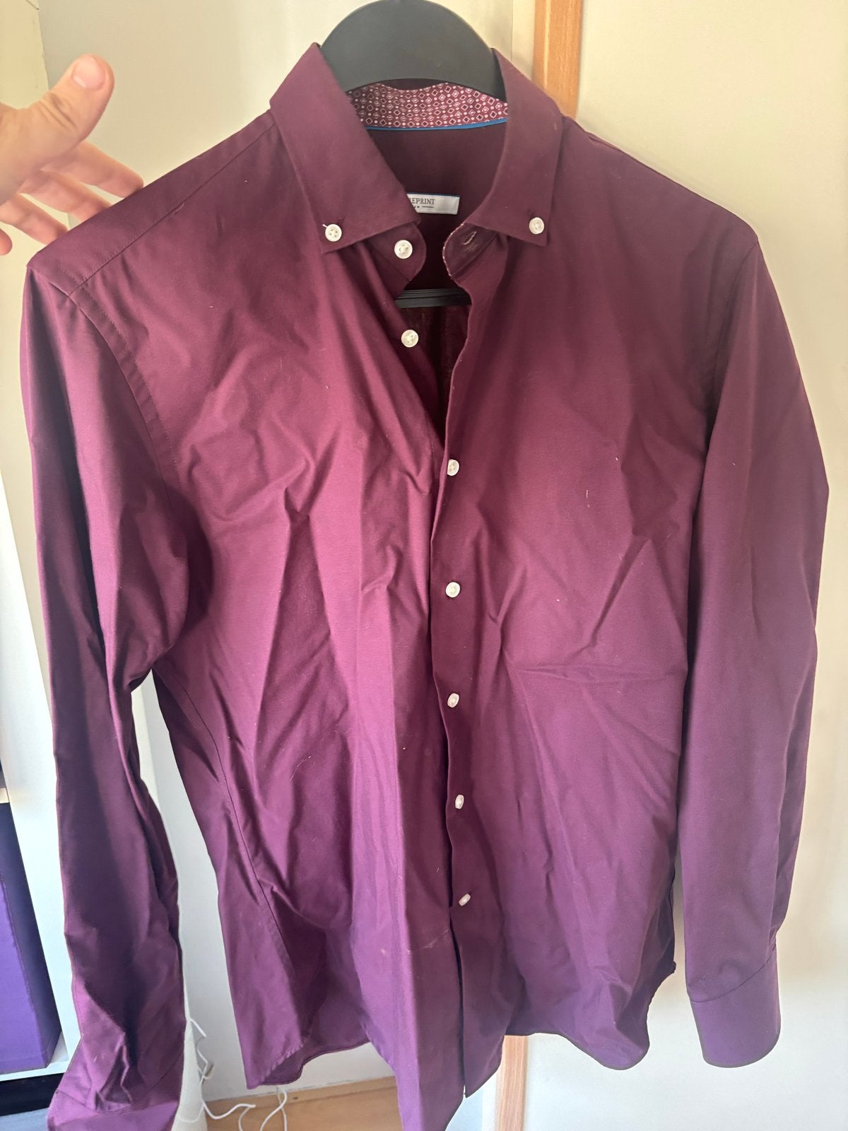 Stijlvol bordeauxrood overhemd - The Blueprint, Kleding | Heren, Verzenden, Zo goed als nieuw, Rood, Halswijdte 39/40 (M)
