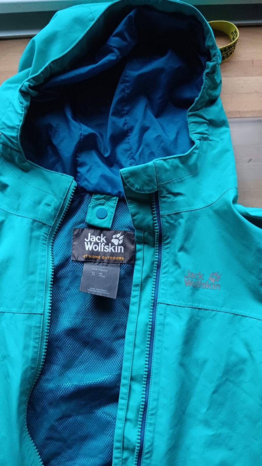Jack Wolfskin Kinderjas 140 - Turquoise, Ophalen of Verzenden, Gebruikt, Jack Wolfskin, Jongen of Meisje
