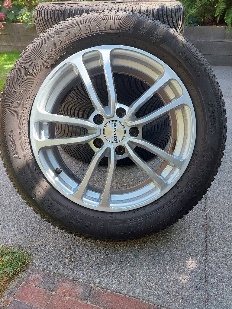 Michelin winterbanden & lichtmetalen velgen - 225/55 R17 H97, Ophalen, Gebruikt, Banden en Velgen, 17 inch