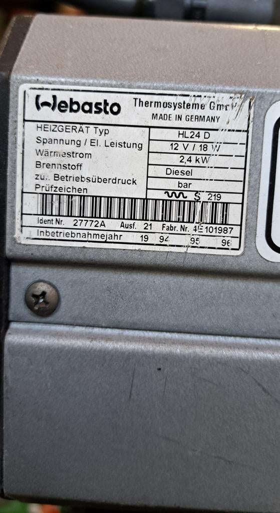 Webasto Airtop 2000 12Volt voor onderdelen., Ophalen