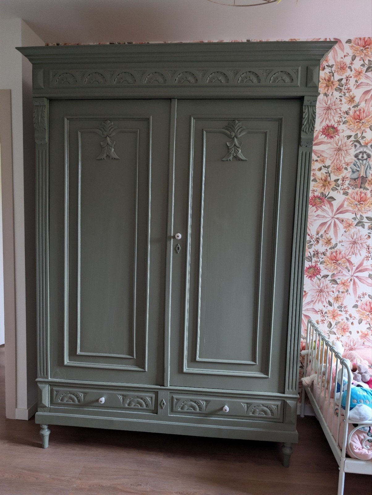Antieke Brocante Vintage Kast demontabel kledingkast, Ophalen, Gebruikt, 100 tot 150 cm, 150 tot 200 cm