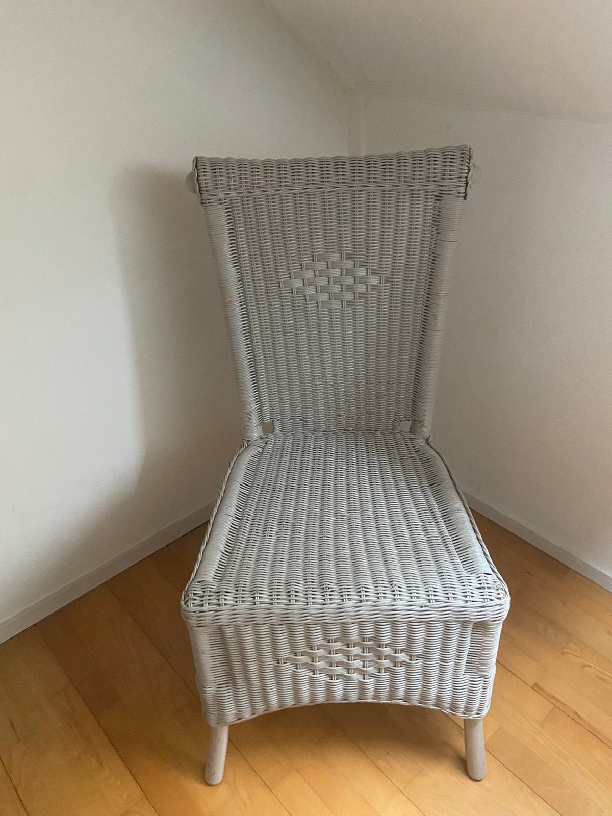 6 rieten eetkamerstoelen, Ophalen, Gebruikt, Grijs