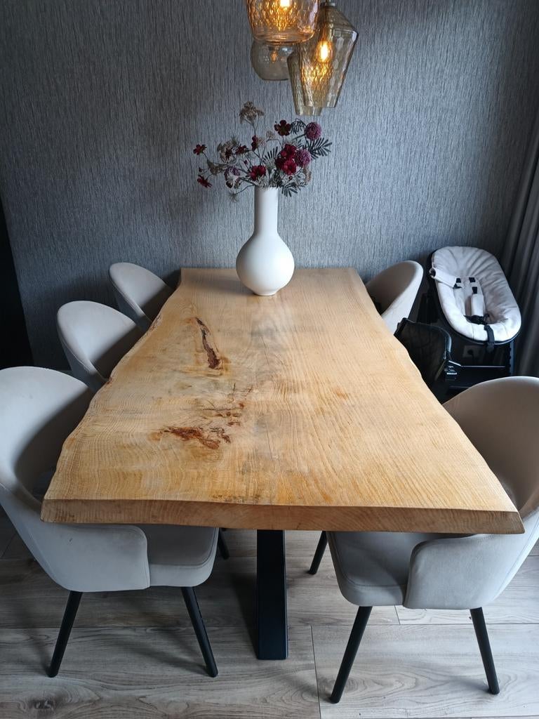 Robuust Eiken Tafelblad 200x100 cm - Natuurlijke Zijkanten, Huis en Inrichting, Tafels | Eettafels, Ophalen, Gebruikt, 100 tot 150 cm