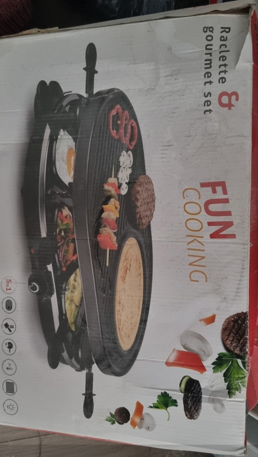 Raclette & Gourmet Set - Fun Cooking 5-in-1, Ophalen, Nieuw, 4 t/m 7 personen