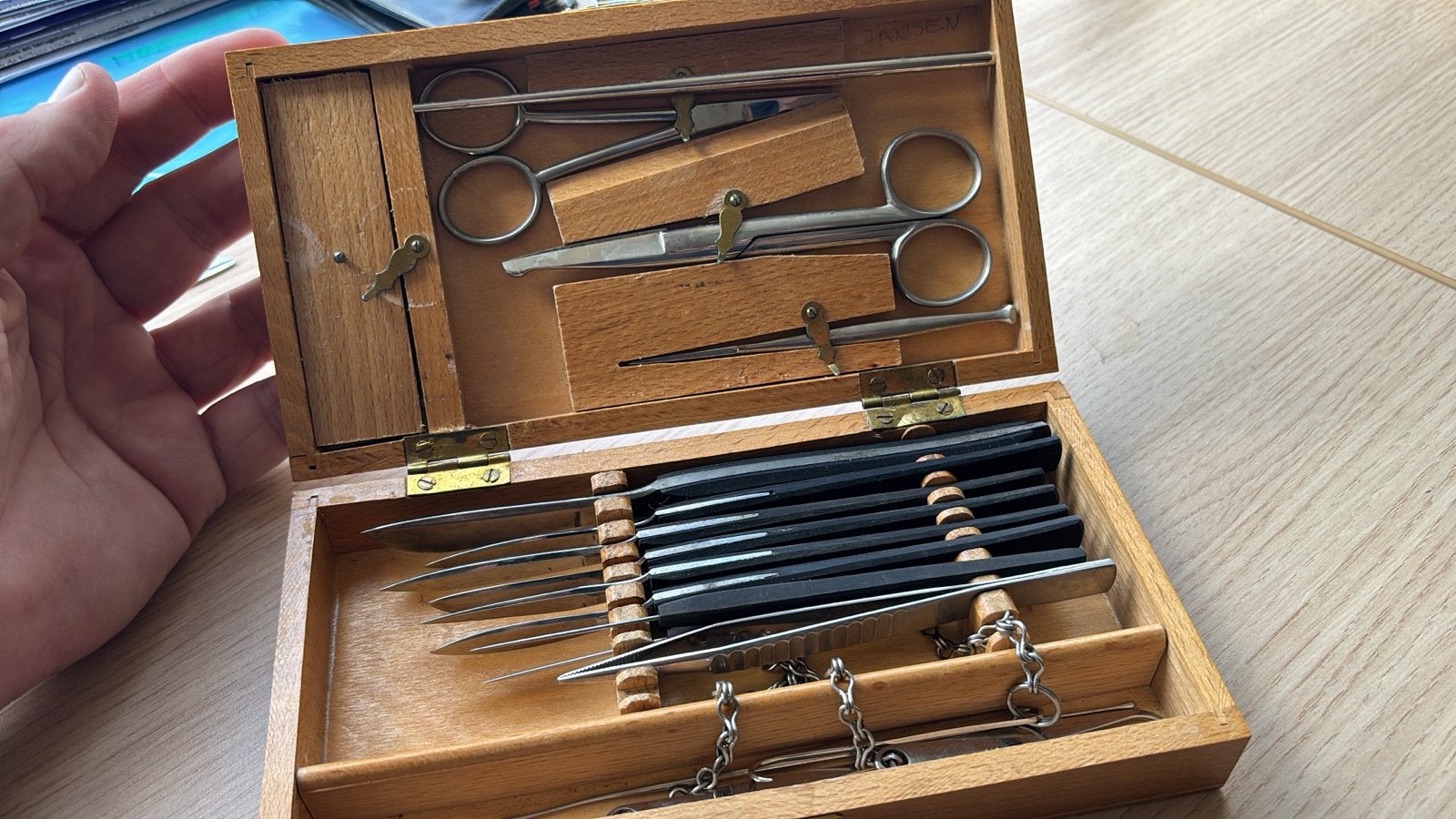 Vintage Medische/Chirurgische Instrumentenset in Houten Kist, Ophalen