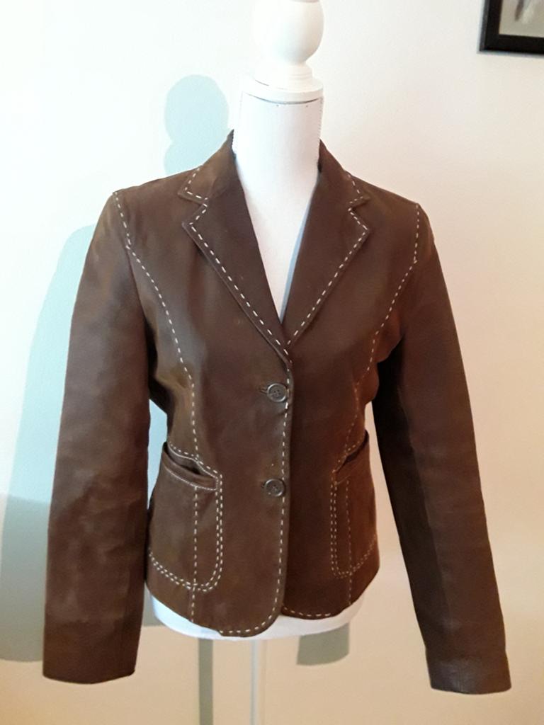 Mooi leren / suede jasje, Ophalen of Verzenden, Zo goed als nieuw, Maat 36 (S), Bruin
