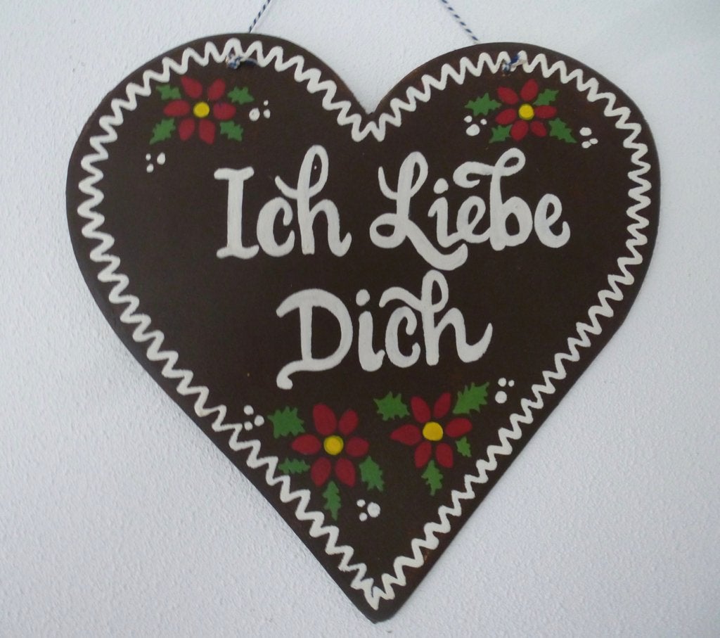 Handgeschilderd houten bord Lebkuchen / Valentijnsdag Kerst, 28 cm, Meerkleurig, Ophalen of Verzenden, B6