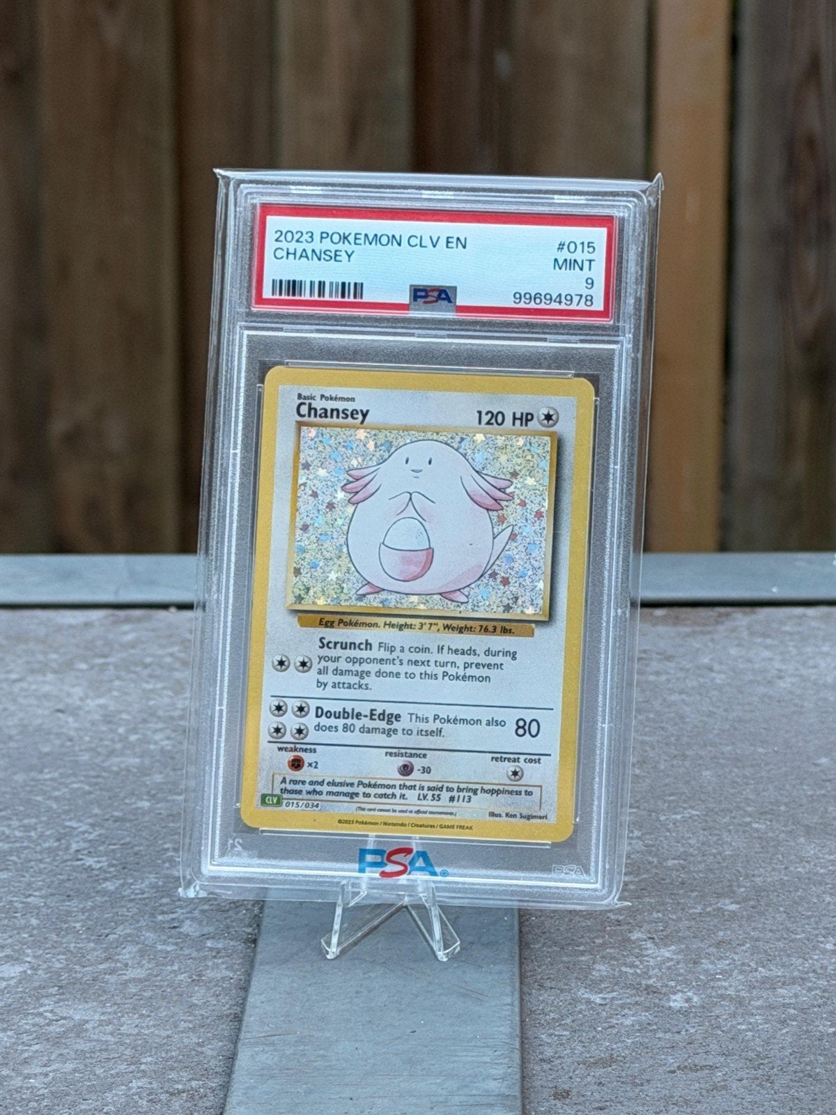 Pokemon Chansey 015/113 PSA 9 Mint - 2023 CLV EN, Ophalen of Verzenden, Zo goed als nieuw, Losse kaart