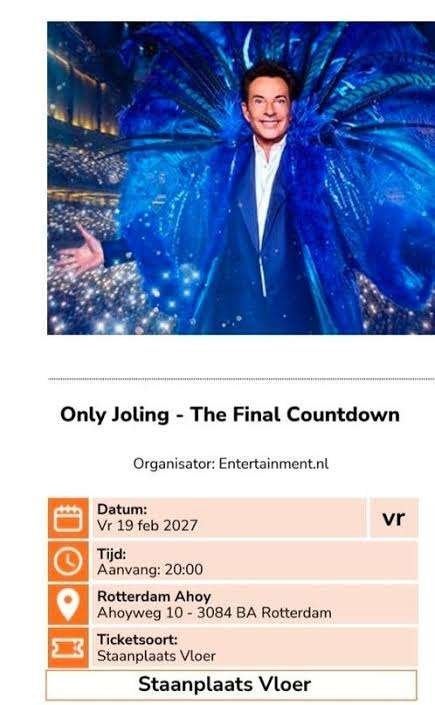 3 tickets Only Joling Gerard Joling, Tickets en Kaartjes, Drie personen of meer, Februari, Levenslied