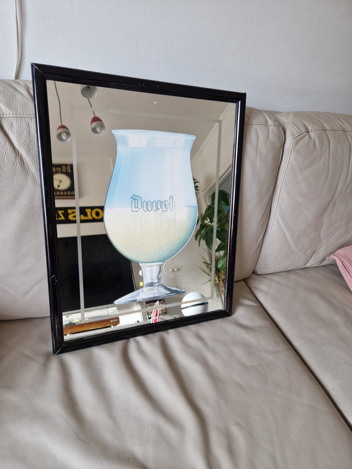 Duvel spiegel Bier  vintage café mancave, Ophalen of Verzenden, Gebruikt, Reclamebord