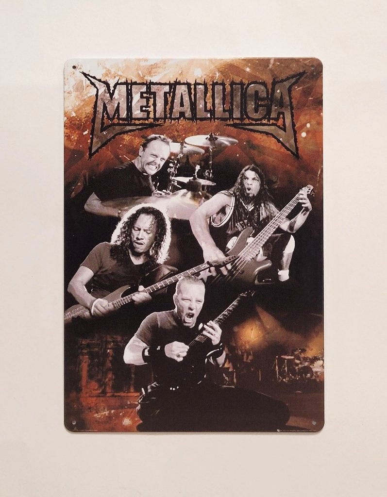 Metallica band fotos reclamebord van metaal wandbord deco, Info@deconoord.nl, Deco Noord, Nieuw, Ophalen of Verzenden