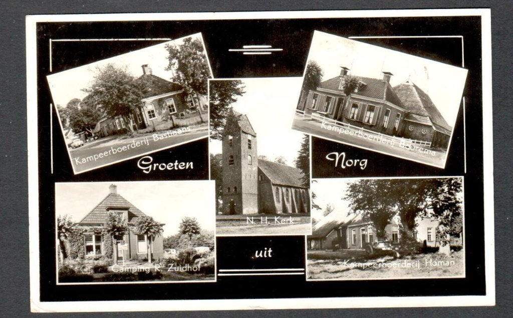 Oude Ansicht - Norg - Groeten uit Norg 1960 - Dr., Ophalen of Verzenden, 1940 tot 1960, Gelopen, Drenthe