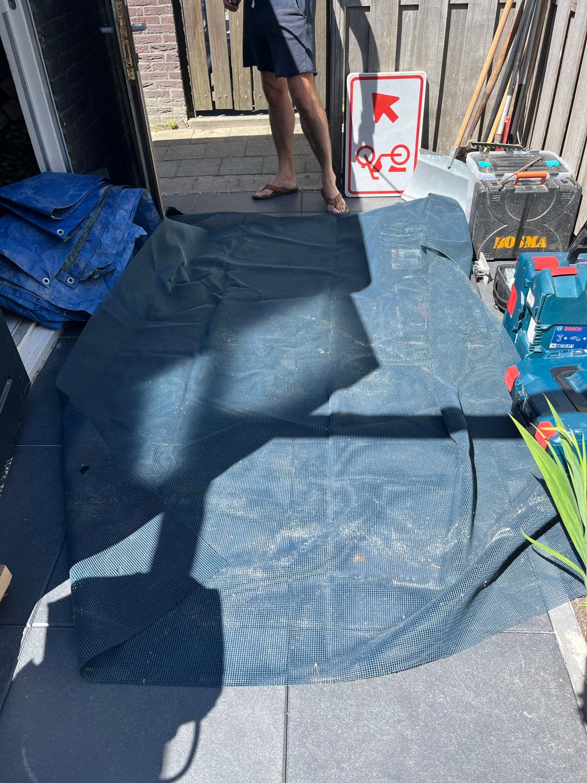 Blauw grondzeil / afdekzeil, Ophalen, Gebruikt, Overige typen, Minder dan 5 meter