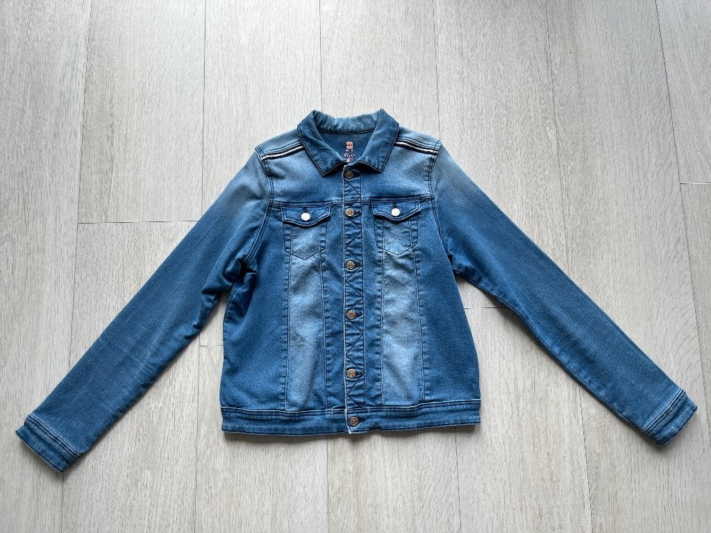 Hema Spijkerjas Blauw Spijkerjasje Stone Washed Mt 158, 164, Meisje, Nieuw, Ophalen of Verzenden, HEMA