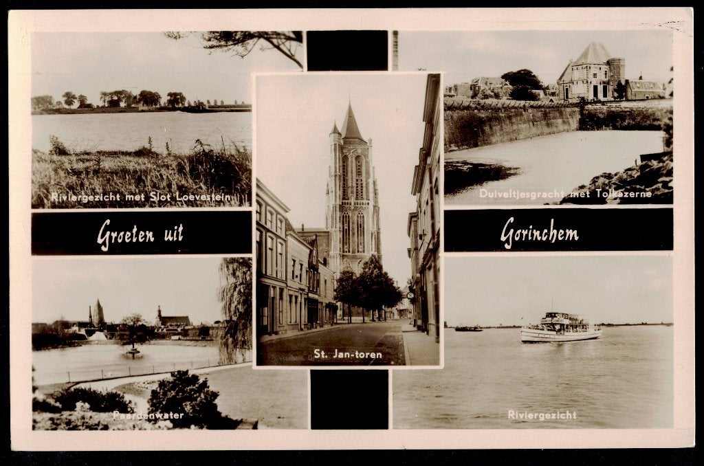 Groeten uit Gorinchem, 5-luik., Verzamelen, Ophalen of Verzenden, 1940 tot 1960, Gelopen, Zuid-Holland