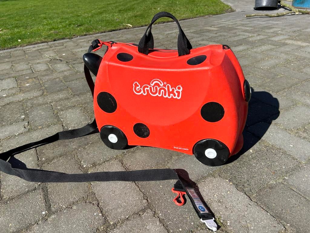 Trunki koffer rood met zwarte stippen, Wieltjes, Gebruikt, 20 tot 30 cm, Minder dan 40 cm