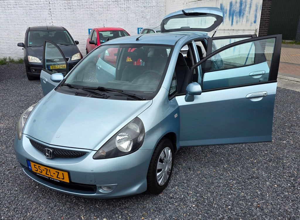 Honda Jazz 1.2 5 deurs Airco km nap, Voorwielaandrijving, Zwart, 4 cilinders, Blauw