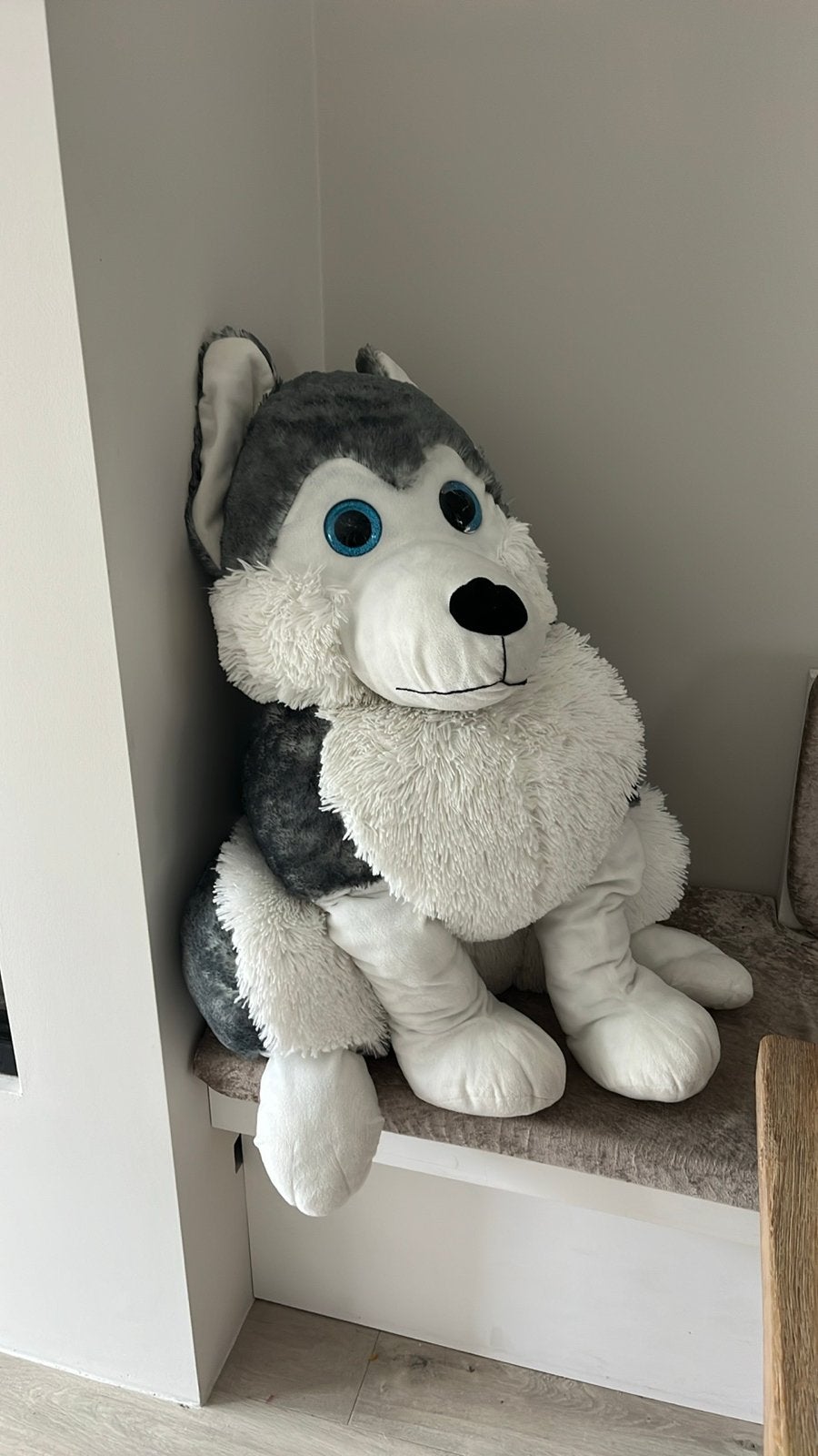 Grote Husky Knuffel - Zo goed als nieuw, Ophalen, Grijs, Hond, Zo goed als nieuw