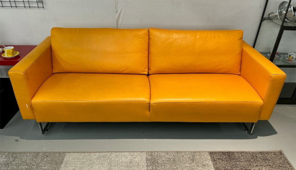 Vintage oranje Artifort Mare 4-zits design bank sofa # 255, Ophalen, Model Mare, Gebruikt, 75 tot 100 cm